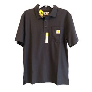 Carhartt Polo Shirt Mens Small Navy Blue Loose Fit Midweight Short Sleeve Pocket